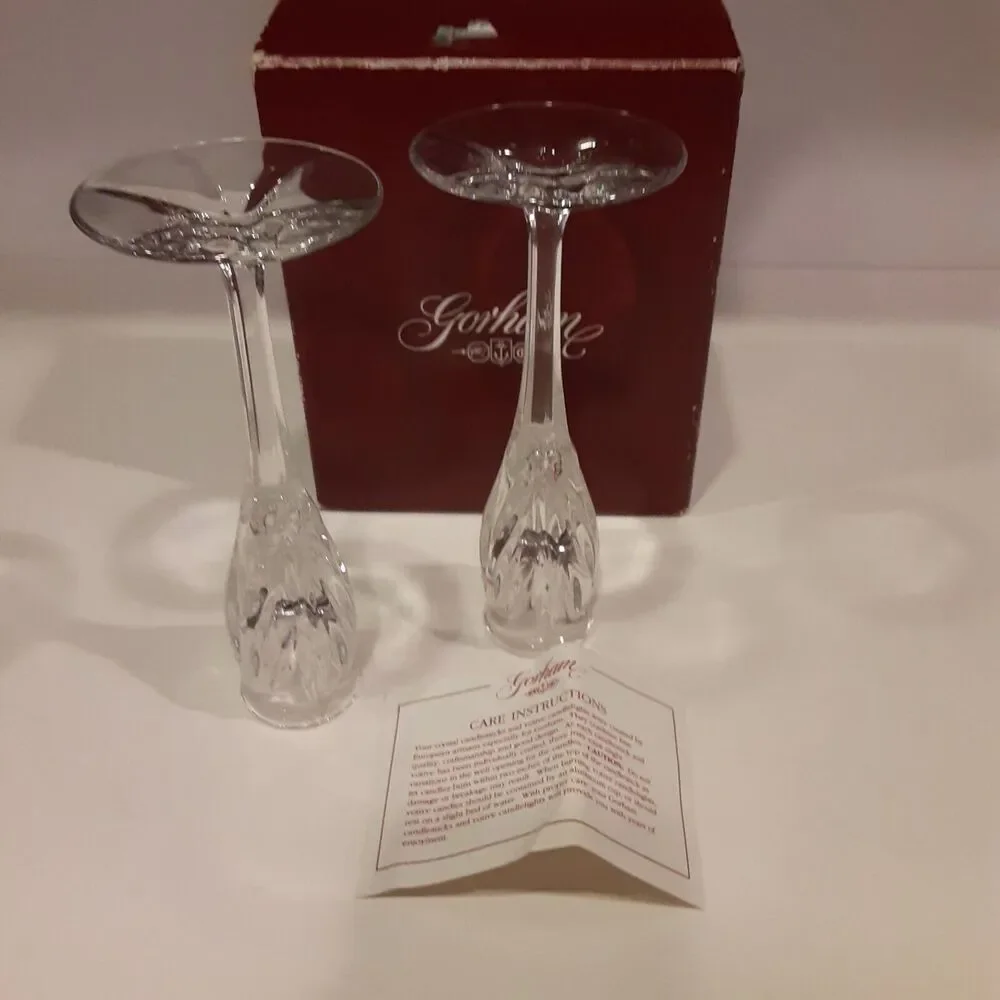 Gorham Crystal Candlesticks Star Blossom made in Germany Elegance Ambiance